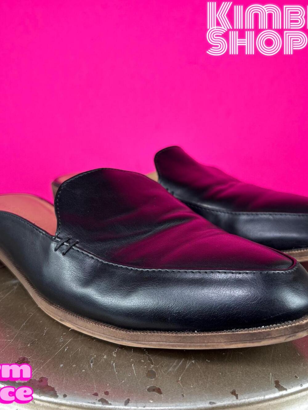 Madden Girl Mattie Black Faux Leather Mule Loafer US 7.5 EU 38